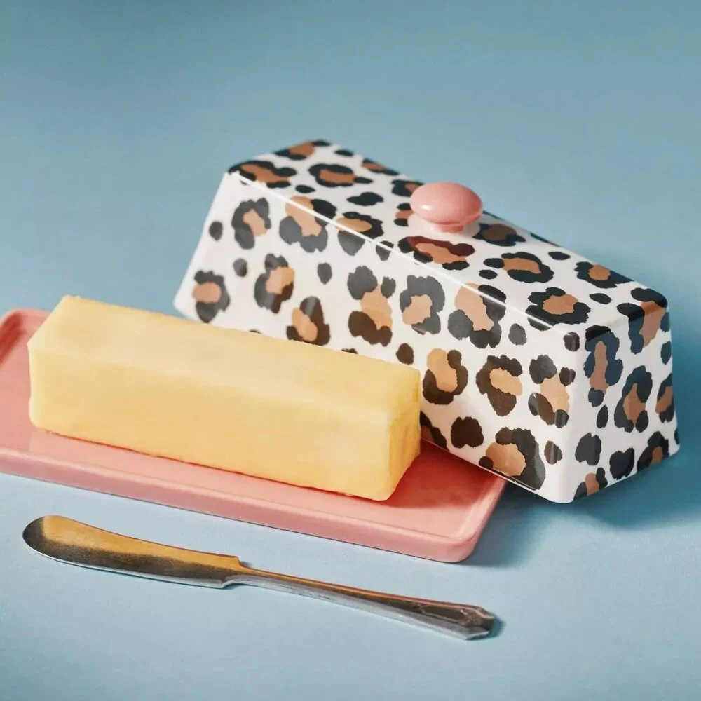 NEW Anthropologie Chintzware Leopard Stoneware Butter Dish
